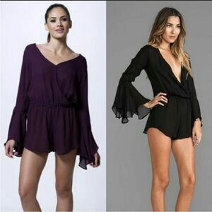 Indah Parnell Purple Bell Sleeve Romper